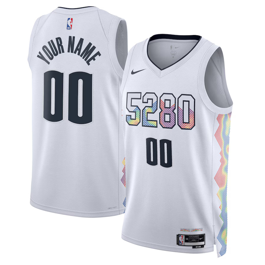 Men Denver Nuggets Nike White City Edition 2024-25 Custom Swingman NBA Jersey